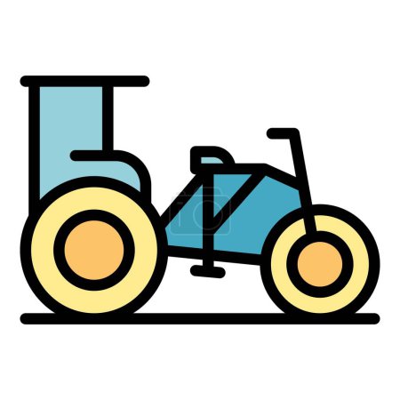 Illustration for Indian tricycle icon outline vector. Asia bike. Asian tuk color flat - Royalty Free Image