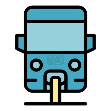 Illustration for Old trishaw icon outline vector. Indian bike. Asian carriage color flat - Royalty Free Image