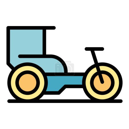 Illustration for Tricycle icon outline vector. Old bike. Rickshaw tuk color flat - Royalty Free Image