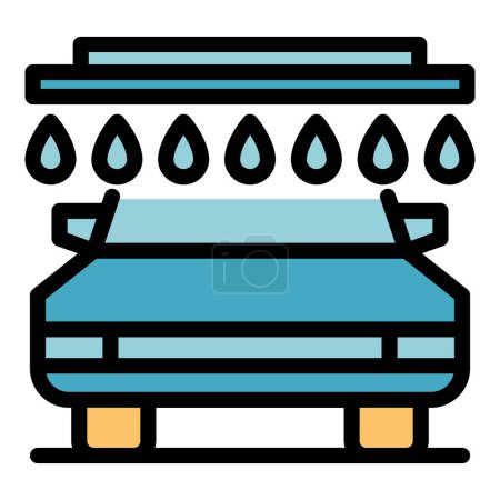 Illustration for Shower car icon outline vector. Wash service. Clean window color flat - Royalty Free Image