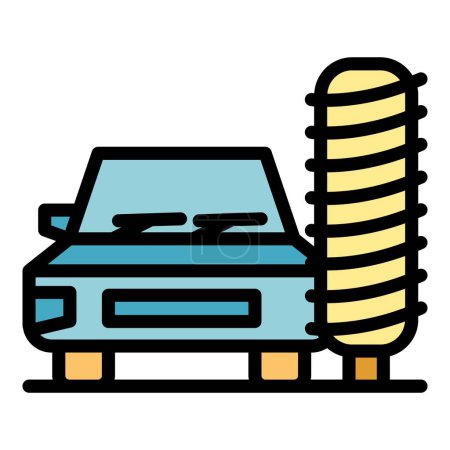 Illustration for Car wash stand icon outline vector. Carwash service. Clean tire color flat - Royalty Free Image