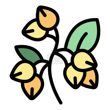 Téléchargez les illustrations : Fleur sarrasin icône contour vecteur. Une plante céréalière. Nature couleur organique plat - en licence libre de droit