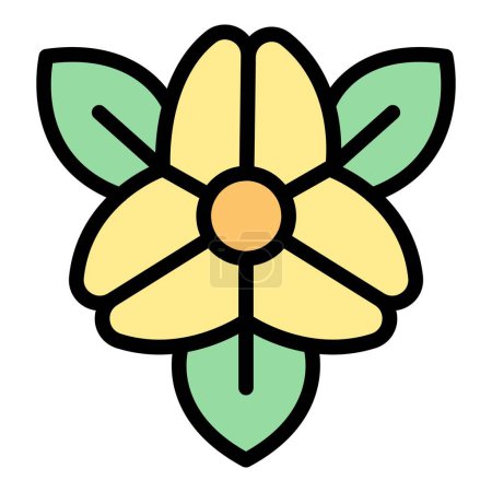 Téléchargez les illustrations : Fleur sarrasin icône contour vecteur. Une plante céréalière. Nature couleur organique plat - en licence libre de droit