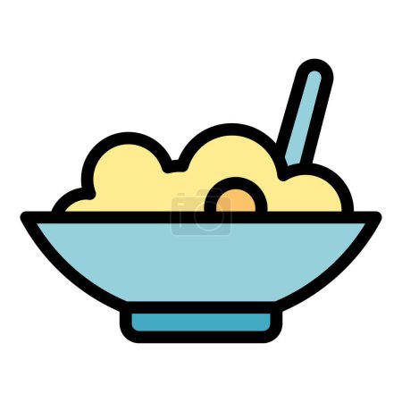 Illustration for Organic salad icon outline vector. Natural meal. Cooking energy color flat - Royalty Free Image
