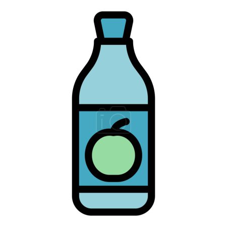 Illustration for Juice bottle icon outline vector. Diet food. Medicine organic color flat - Royalty Free Image