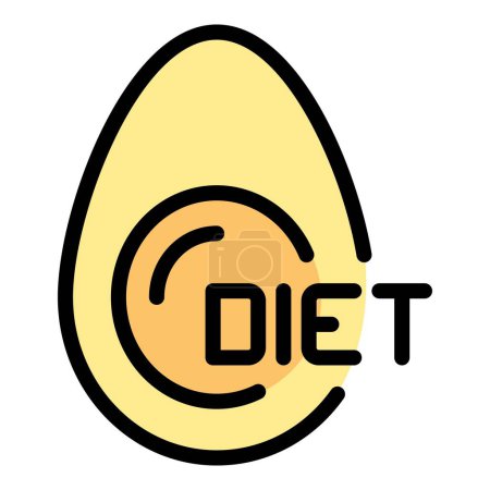 Illustration for Boiled egg diet icon outline vector. Natural eating. Organic meal color flat - Royalty Free Image