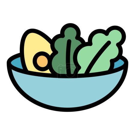 Illustration for Salad diet icon outline vector. Food nutrition. Organic fruit color flat - Royalty Free Image
