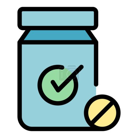 Illustration for Approved diet pill icon outline vector. Natural oil. Meal cooking color flat - Royalty Free Image