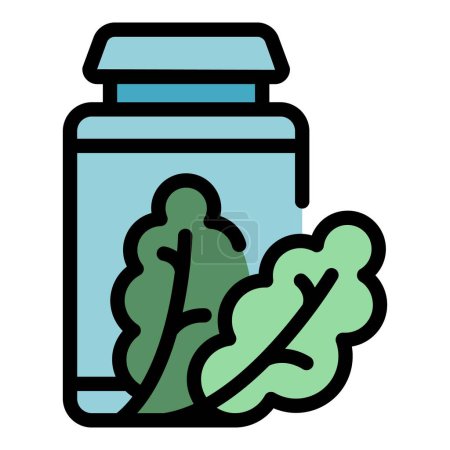 Illustration for Powder jar icon outline vector. Diet food. Medicine nutrition color flat - Royalty Free Image