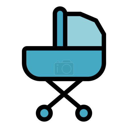 Ilustración de Baby cochecito icono contorno vector. Educación infantil. Servicio en línea color plano - Imagen libre de derechos