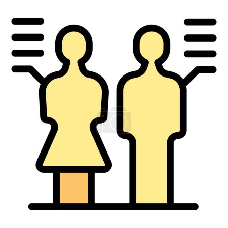 Illustration for Man and woman growth icon outline vector. Population increase. Team customer color flat - Royalty Free Image