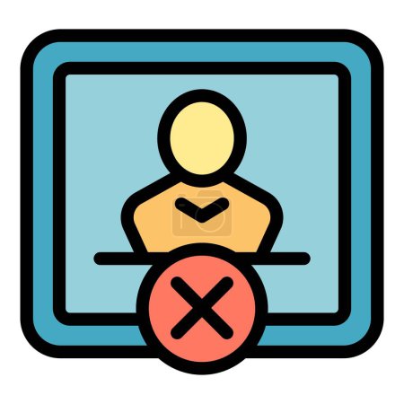 Illustration for Remove avatar icon outline vector. Social account. Computer mobile color flat - Royalty Free Image