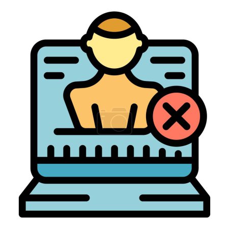 Illustration for Social avatar icon outline vector. Computer privacy. Service bin color flat - Royalty Free Image