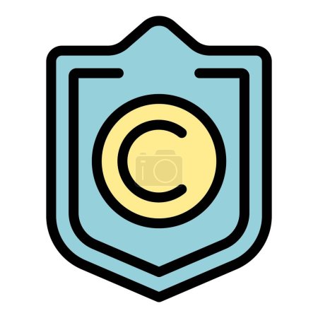 Illustration for Collagen shield icon outline vector. Cosmetic skin. Care cell color flat - Royalty Free Image