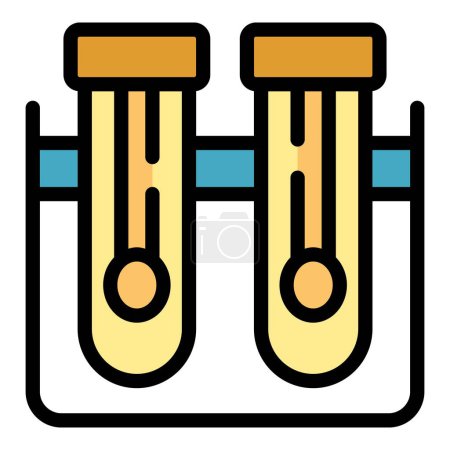 Illustration for Enzymes test tube icon outline vector. Amino peptide. Chain vitamin color flat - Royalty Free Image