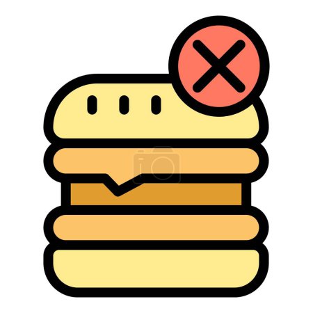 Illustration for No enzymes burger icon outline vector. Amino peptide. Structure chain color flat - Royalty Free Image