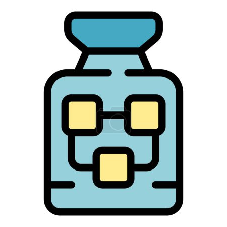 Illustration for Chemical bottle icon outline vector. Collagen vitamin. Amino peptide color flat - Royalty Free Image