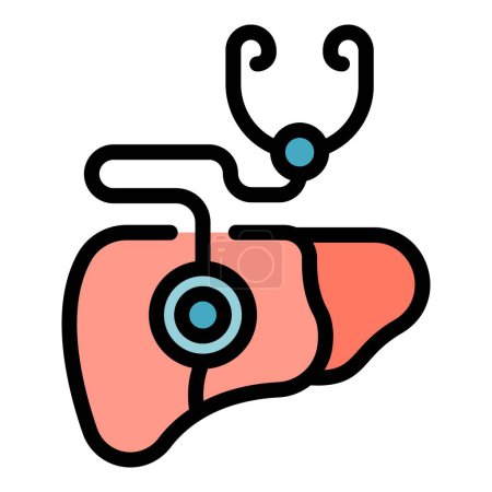 Illustration for Enzymes organ icon outline vector. Amino peptide. Structure collagen color flat - Royalty Free Image