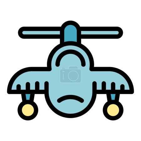 Illustration for Coast guard helicopter icon outline vector. Sea rescue. Air transport color flat - Royalty Free Image