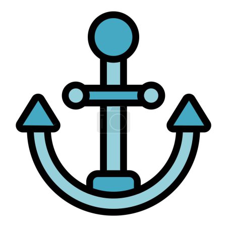 Illustration for Ship anchor icon outline vector. Guard emergency. Sea coast color flat - Royalty Free Image
