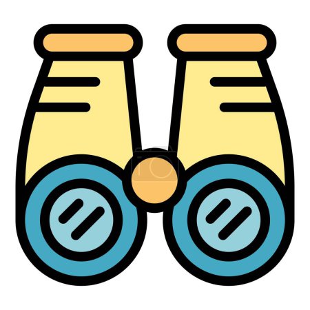 Illustration for Binoculars rescue icon outline vector. Coast guard. Sea transport color flat - Royalty Free Image