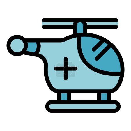 Illustration for Medical helicopter icon outline vector. Emergency guard. Coast rescue color flat - Royalty Free Image