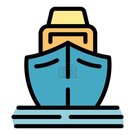 Illustration for Emergency ship icon outline vector. Coast guard. Sea rescue color flat - Royalty Free Image