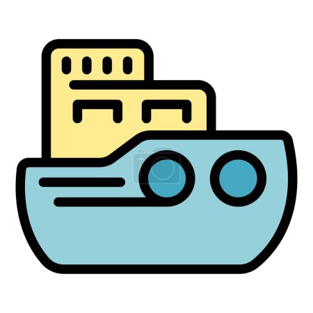Illustration for Ocean guard icon outline vector. Ship rescue. Emergency coast color flat - Royalty Free Image