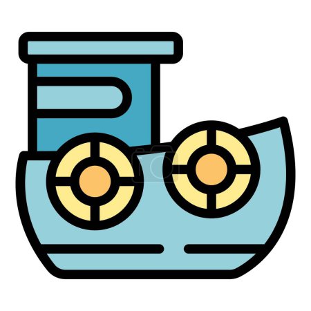Illustration for Rescue ship icon outline vector. Emergency guard. Sea boat color flat - Royalty Free Image