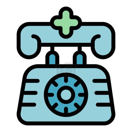 Illustration for Emergency telephone icon outline vector. Medicine patient. Nurse treatment color flat - Royalty Free Image