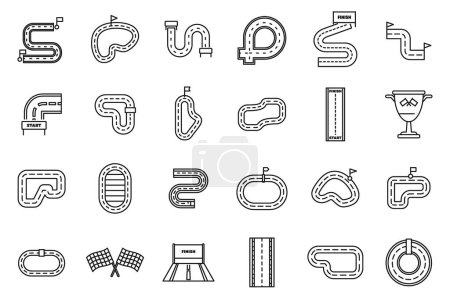Illustration for Racetrack icons set outline vector. Map track. Grand prix - Royalty Free Image
