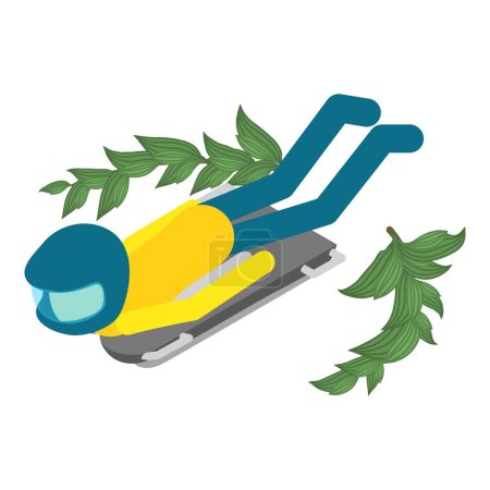 Illustration for Skeleton sport icon isometric vector. Skeleton sled race athlete on competition. Winter sport concept - Royalty Free Image