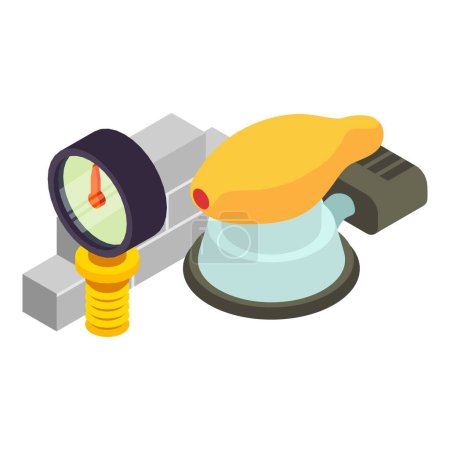 Illustration for Construction tool icon isometric vector. Manometer and floor sanding machine. Construction and repair - Royalty Free Image
