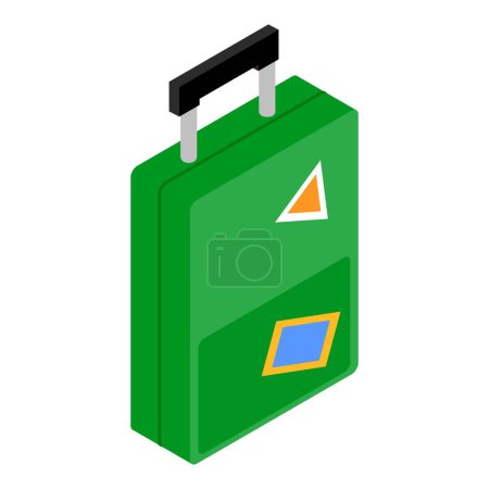 Illustration for Travel suitcase icon isometric vector. Green plastic suitcase with long handle. Tourist accessory, travel concept - Royalty Free Image