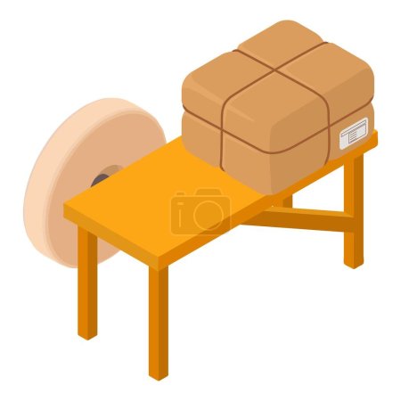 Illustration for Workshop equipment icon isometric vector. Round grindstone and postal parcel. Equipment, spare part, delivery - Royalty Free Image
