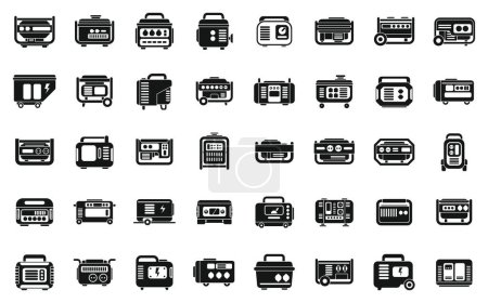 Illustration for Power generator icons set simple vector. Electric engine. Power equipment - Royalty Free Image