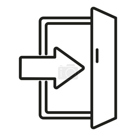 Illustration for Door exit icon outline vector. People stairs. Plan work - Royalty Free Image