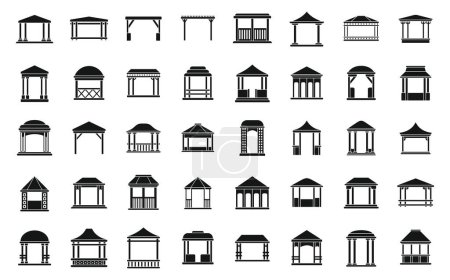 Illustration for Pergola icons set simple vector. Gazebo park. Wooden alcove patio - Royalty Free Image