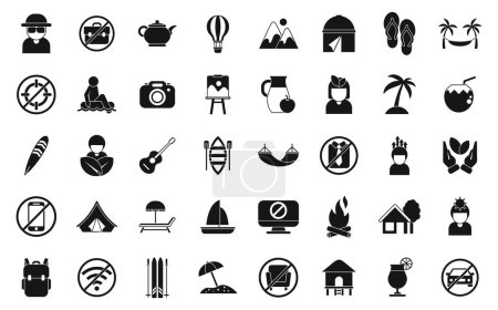 Downshifting icons set simple vector. Balance adult. Computer business office