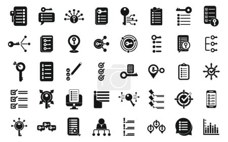 Illustration for Key points icons set simple vector. Path process. Escape find choice - Royalty Free Image