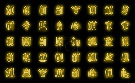 Paddle board icons set outline vector. Sup board water. Beach activity neon color on black