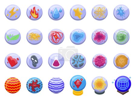 Illustration for Game orbs icons set isometric vector. Magical game fantasy. Power fortune - Royalty Free Image