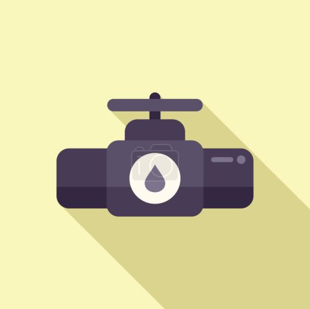 Téléchargez les illustrations : Vecteur plat d'icône de tuyau de robinet de pétrole. Centrale à combustible. Poignée métallique - en licence libre de droit