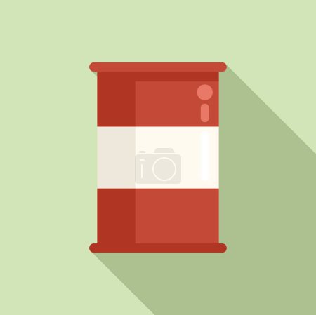 Illustration for Kerosene metal barrel icon flat vector. Camp metal tank. Petrol energy fuel - Royalty Free Image