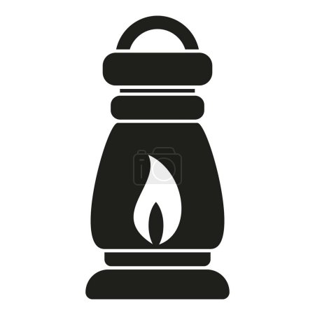 Téléchargez les illustrations : Lampe au kérosène flamme icône vecteur simple. Lampe à huile. Chauffage à combustible - en licence libre de droit