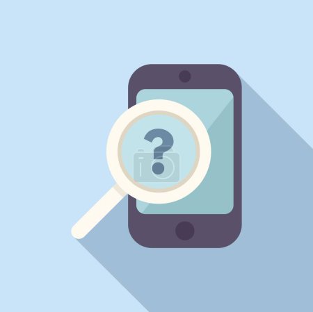 Illustration for Anonymous phone search icon flat vector. Person user. People avatar - Royalty Free Image