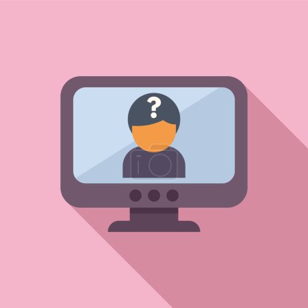 Illustration for Anonymous monitor face icon flat vector. Avatar face. Agent thief - Royalty Free Image