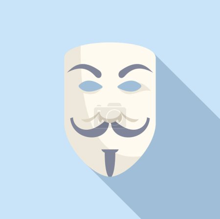 Téléchargez les illustrations : Anonyme masque icône plat vecteur. Face d'Avatar. Personne agent utilisateur - en licence libre de droit