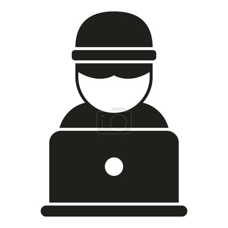 Illustration for Anonymous laptop user icon simple vector. Mark person. Avatar face profile - Royalty Free Image