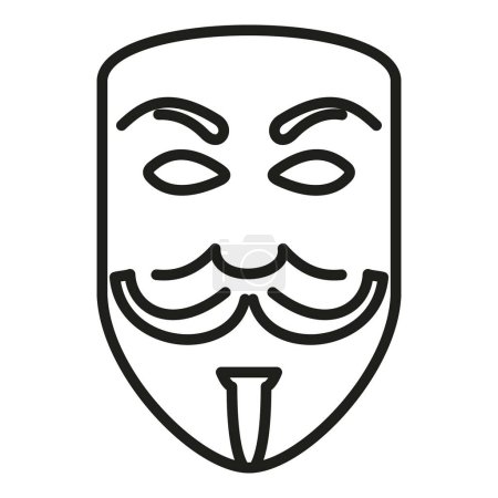 Téléchargez les illustrations : Anonyme masque icône contour vecteur. Face d'Avatar. Personne agent utilisateur - en licence libre de droit